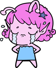 cartoon crying alien girl
