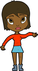 cartoon woman waving hand