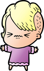 cartoon annoyed hipster girl