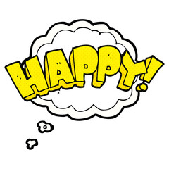 freehand drawn thought bubble cartoon happy text symbol
