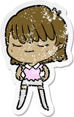 distressed sticker of a cartoon woman