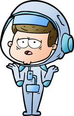 cartoon tired astronaut
