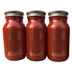 Bottles with space for text, red sauce in bottles with caps, paint, chili pepper, ketchup, hot cooking seasoning. Transparent background, png