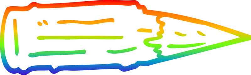 rainbow gradient line drawing of a cartoon wooden stake