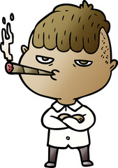 cartoon man smoking