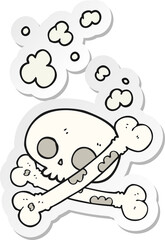 sticker of a cartoon old pile of bones