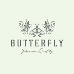 Obraz premium butterfly logo line art illustration design minimalist creative from insect beautiful