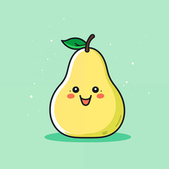 Minimalist Illustration Of A Pear With A Smile