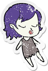 distressed sticker of a cute cartoon vampire girl