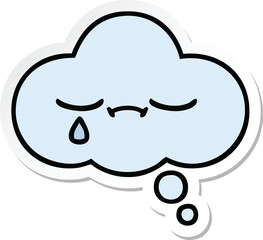 sticker of a cute cartoon thought bubble