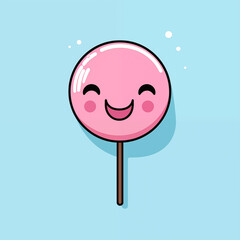 Minimalist Cartoon Of Lollipop With Smile