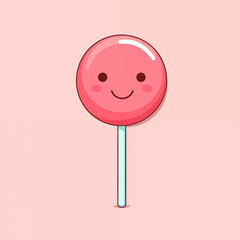 Minimalist Cartoon Of Lollipop With Smile