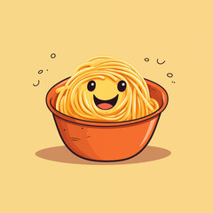 Kawaii Noodles With Smile Simplistic Illustration