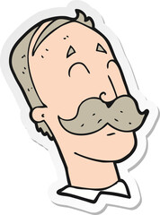sticker of a cartoon ageing man with mustache