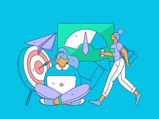 Business People Flat Vector Concept Operation Hand Drawn Illustration
