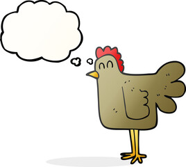 freehand drawn thought bubble cartoon chicken