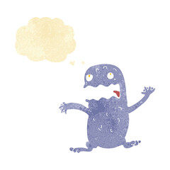 cartoon funny frog with thought bubble