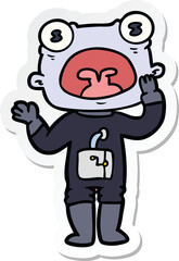 Fototapeta premium sticker of a cartoon weird alien communicating