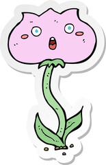 sticker of a cartoon shocked flower