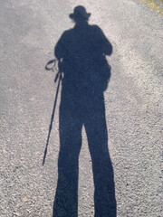 A photo of the shadow of a hiker