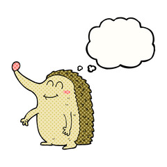 freehand drawn thought bubble cartoon hedgehog
