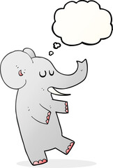 Fototapeta premium freehand drawn thought bubble cartoon dancing elephant