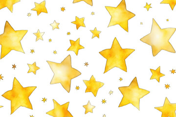 Obraz premium Golden stars. Set of watercolor seamless pattern stars isolated on transparent background