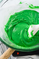 Green fudge with red hearts