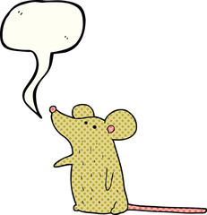 freehand drawn comic book speech bubble cartoon mouse