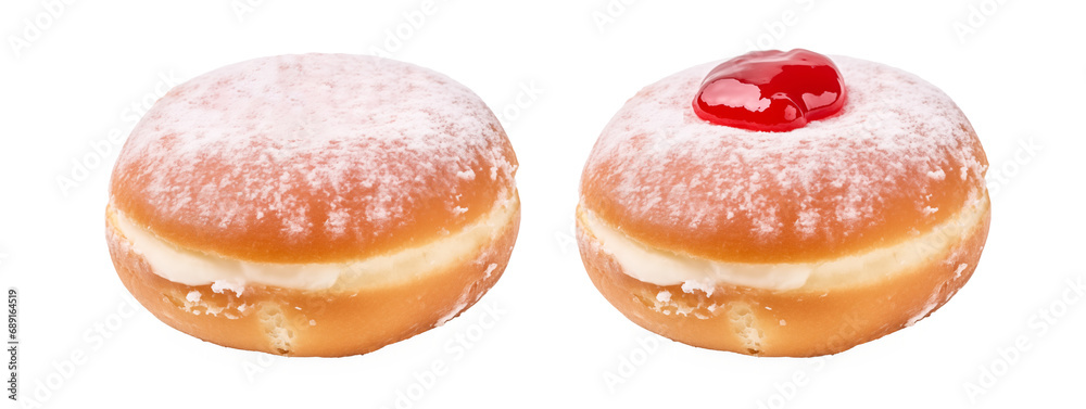 Wall mural Jelly doughnut isolated on transparent or white background, png