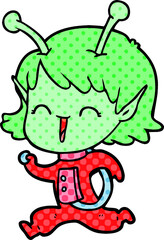 cartoon alien girl laughing