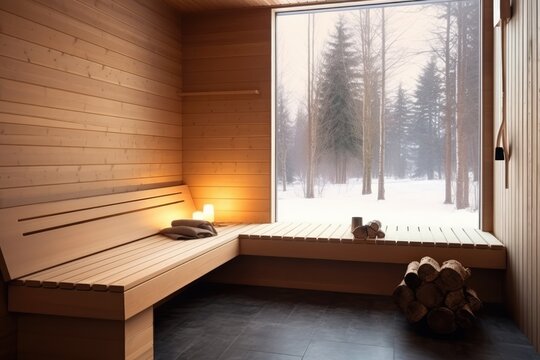 Finnish Sauna Room With Modern Wooden Interior