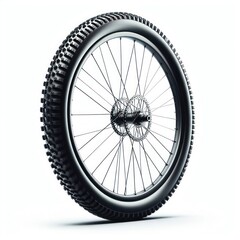 Bicycle tyre with rim, isolated on a white background, transport concept, generative ai