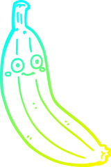 cold gradient line drawing of a cartoon banana