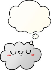cute cartoon cloud with thought bubble in smooth gradient style
