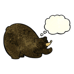 cartoon stretching black bear with thought bubble