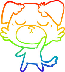 rainbow gradient line drawing of a cute cartoon dog