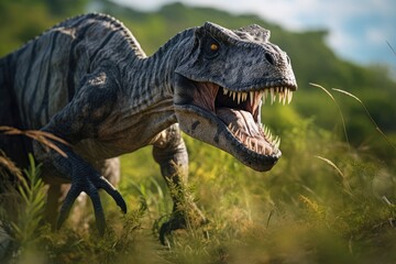 Tyrannosaurus Rex Spotted Roaming Through Grassy Terrain