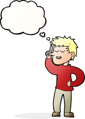 cartoon man with idea with thought bubble