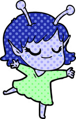 smiling alien girl cartoon dancing