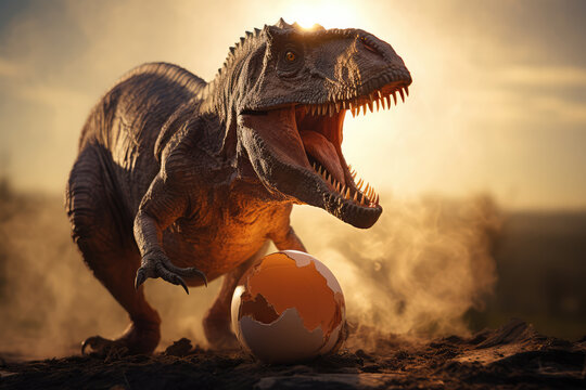 Tyrannosaurus Rex Is Angry At The Empty Egg.