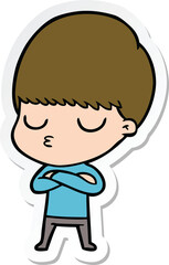 sticker of a cartoon calm boy