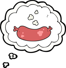 freehand drawn thought bubble cartoon hot sausage