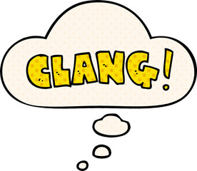 cartoon word clang with thought bubble in comic book style