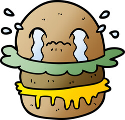 cartoon crying fast food burger