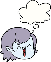 cartoon vampire girl face with thought bubble