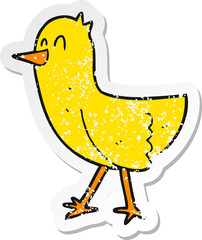 retro distressed sticker of a cartoon bird