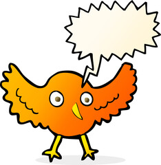 cartoon bird with speech bubble