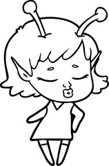 cute alien girl cartoon