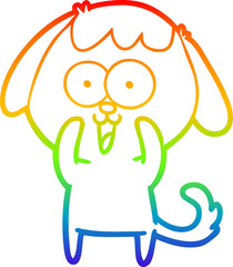rainbow gradient line drawing of a cute cartoon dog